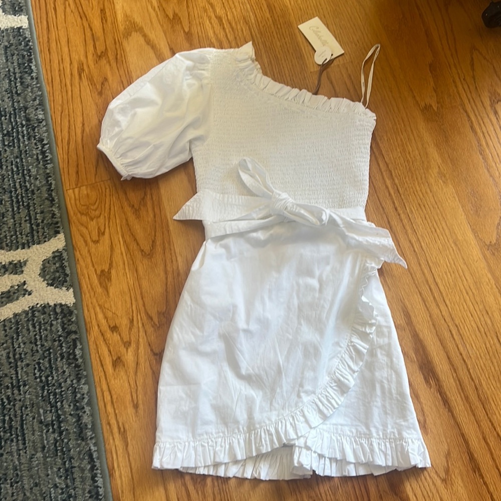 Cleobella Cassidy wrap mini dress white XS new
